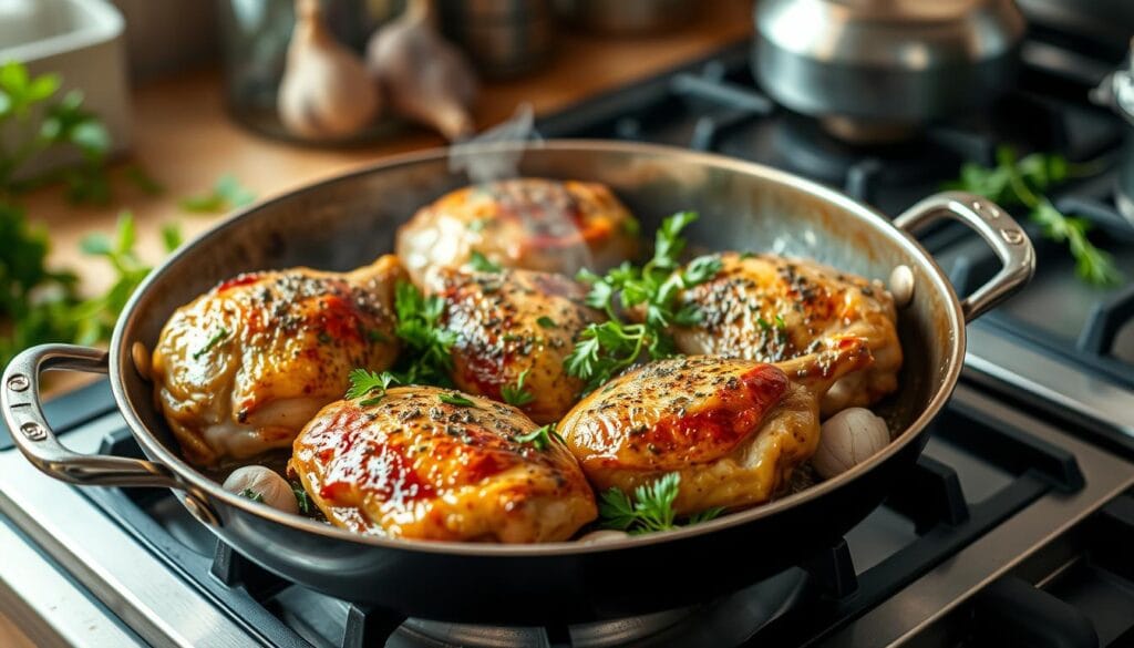 cooking chicken thighs on stove